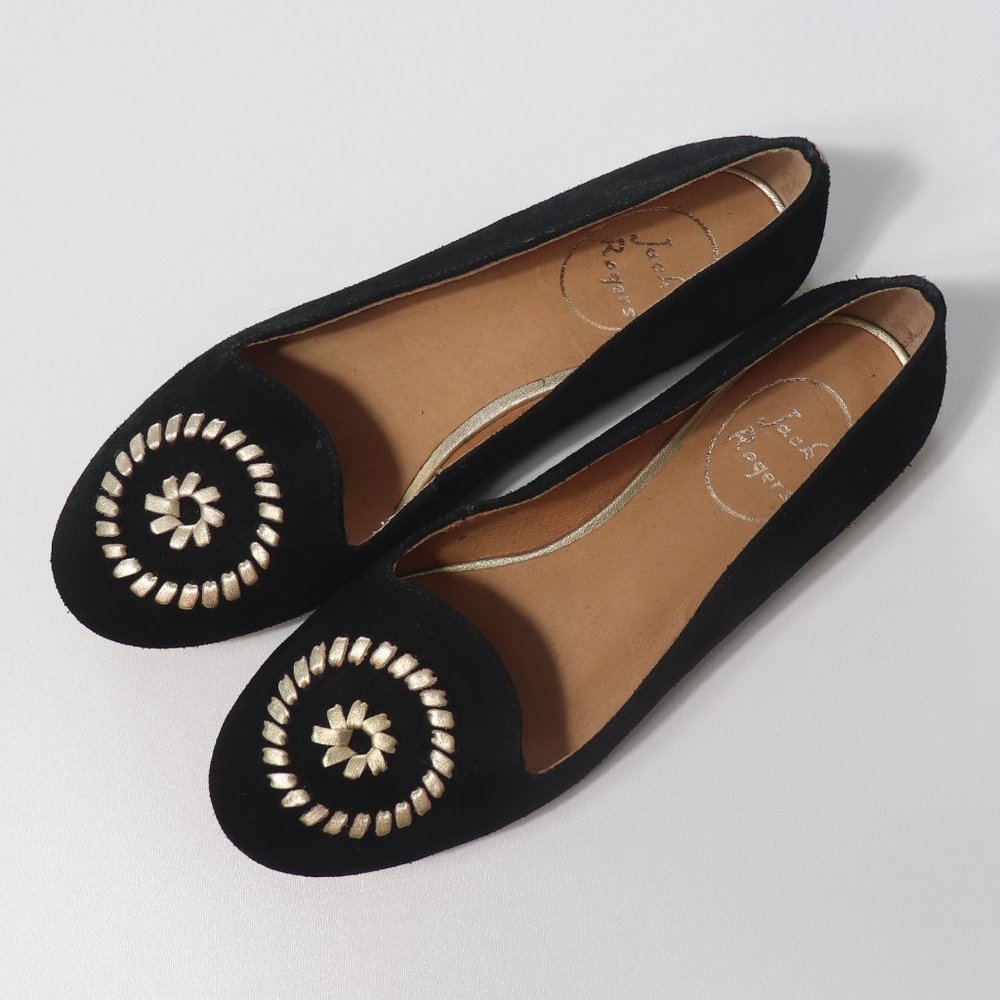 Jack Roger Black Suede Flats, Size 6